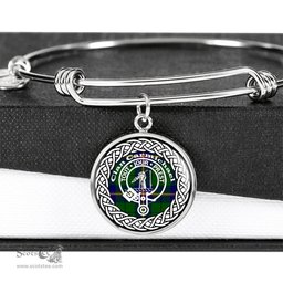 Carmichael Crest Clan Scotland Tartan Plaid Charm Circle Bangle Bracelet Jewelry Gift For Women