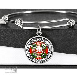 Turnbull Crest Clan Scotland Tartan Plaid Charm Circle Bangle Bracelet Jewelry Gift For Women