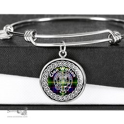 Watson Crest Clan Scotland Tartan Plaid Charm Circle Bangle Bracelet Jewelry Gift For Women