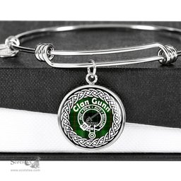 Gunn Crest Clan Scotland Tartan Plaid Charm Circle Bangle Bracelet Jewelry Gift For Women