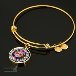 Gow Crest Clan Scotland Tartan Plaid Charm Circle Bangle Bracelet Jewelry Gift For Women