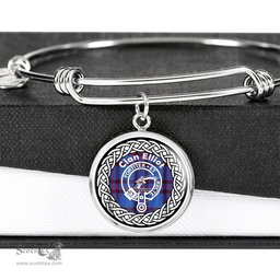 Eliiot Crest Clan Scotland Tartan Plaid Charm Circle Bangle Bracelet Jewelry Gift For Women