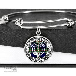 Kirkpatrick Crest Clan Scotland Tartan Plaid Charm Circle Bangle Bracelet Jewelry Gift For Women