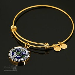 Kirkpatrick Crest Clan Scotland Tartan Plaid Charm Circle Bangle Bracelet Jewelry Gift For Women