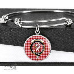 Lennox Crest Dress Clan Scotland Tartan Plaid Charm Circle Bangle Bracelet Jewelry Gift For Women