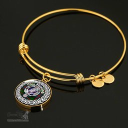Fleming Crest Clan Scotland Tartan Plaid Charm Circle Bangle Bracelet Jewelry Gift For Women