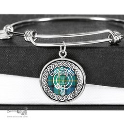 Gordon Crest Clan Scotland Tartan Plaid Charm Circle Bangle Bracelet Jewelry Gift For Women