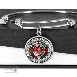 Boyd Crest Clan Scotland Tartan Plaid Charm Circle Bangle Bracelet Jewelry Gift For Women
