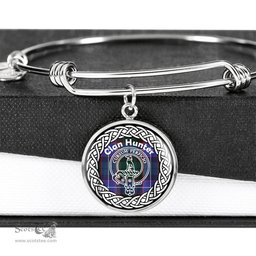 Hunter Crest Clan Scotland Tartan Plaid Charm Circle Bangle Bracelet Jewelry Gift For Women