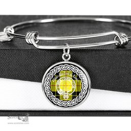 MacLead Of Lewis Crest Clan Scotland Tartan Plaid Charm Circle Bangle Bracelet Jewelry Gift For Women