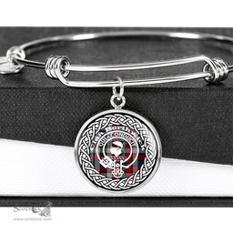 Borthwick Crest Clan Scotland Tartan Plaid Charm Circle Bangle Bracelet Jewelry Gift For Women