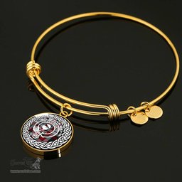 Borthwick Crest Clan Scotland Tartan Plaid Charm Circle Bangle Bracelet Jewelry Gift For Women