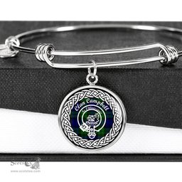 Campbell Crest Clan Scotland Tartan Plaid Charm Circle Bangle Bracelet Jewelry Gift For Women