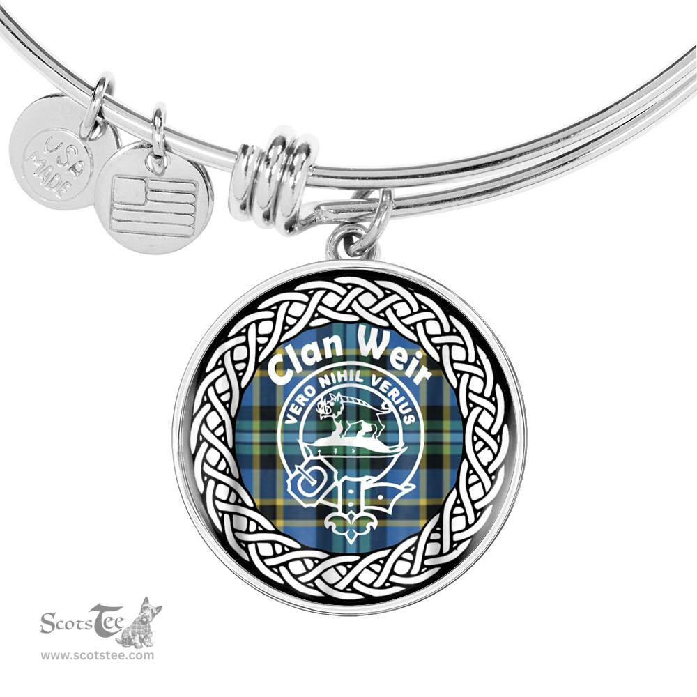 Weir Crest Clan Scotland Tartan Plaid Charm Circle Bangle Bracelet Jewelry Gift For Women