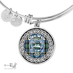 Weir Crest Clan Scotland Tartan Plaid Charm Circle Bangle Bracelet Jewelry Gift For Women