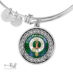 Henderson Old Crest Clan Scotland Tartan Plaid Charm Circle Bangle Bracelet Jewelry Gift For Women