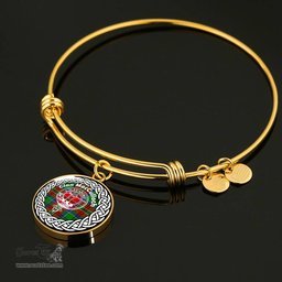 MacCullock Crest Clan Scotland Tartan Plaid Charm Circle Bangle Bracelet Jewelry Gift For Women