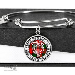 Kerr Crest Clan Scotland Tartan Plaid Charm Circle Bangle Bracelet Jewelry Gift For Women