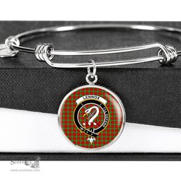 Lennox Crest Clan Scotland Tartan Plaid Charm Circle Bangle Bracelet Jewelry Gift For Women