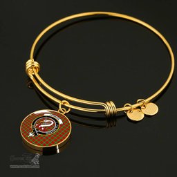 Lennox Crest Clan Scotland Tartan Plaid Charm Circle Bangle Bracelet Jewelry Gift For Women