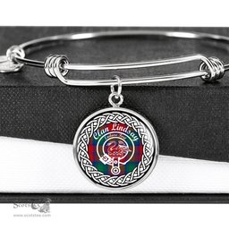 Lindsay Crest Clan Scotland Tartan Plaid Charm Circle Bangle Bracelet Jewelry Gift For Women