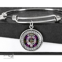 Gillis Crest Clan Scotland Tartan Plaid Charm Circle Bangle Bracelet Jewelry Gift For Women