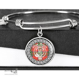 Heron Crest Clan Scotland Tartan Plaid Charm Circle Bangle Bracelet Jewelry Gift For Women