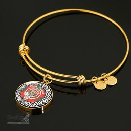 Heron Crest Clan Scotland Tartan Plaid Charm Circle Bangle Bracelet Jewelry Gift For Women