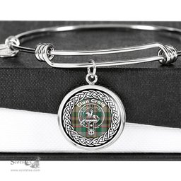 Craig Crest Clan Scotland Tartan Plaid Charm Circle Bangle Bracelet Jewelry Gift For Women