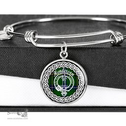 Henderson Crest Clan Scotland Tartan Plaid Charm Circle Bangle Bracelet Jewelry Gift For Women