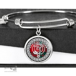 Dunbar Crest Clan Scotland Tartan Plaid Charm Circle Bangle Bracelet Jewelry Gift For Women