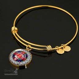 Fraser of Lovat Crest Clan Scotland Tartan Plaid Charm Circle Bangle Bracelet Jewelry Gift For Women