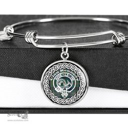 Kennedy Crest Clan Scotland Tartan Plaid Charm Circle Bangle Bracelet Jewelry Gift For Women