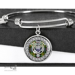 Ferguson Crest Clan Scotland Tartan Plaid Charm Circle Bangle Bracelet Jewelry Gift For Women