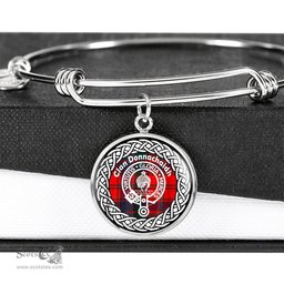 Donnachaidh Crest Clan Scotland Tartan Plaid Charm Circle Bangle Bracelet Jewelry Gift For Women