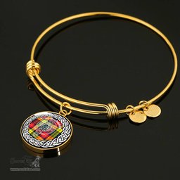 Buchanan Crest Clan Scotland Tartan Plaid Charm Circle Bangle Bracelet Jewelry Gift For Women