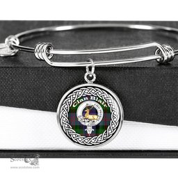 Blair Crest Old Clan Scotland Tartan Plaid Charm Circle Bangle Bracelet Jewelry Gift For Women