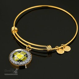 MacLead Of Lewis Crest Clan Scotland Tartan Plaid Charm Circle Bangle Bracelet Jewelry Gift For Women
