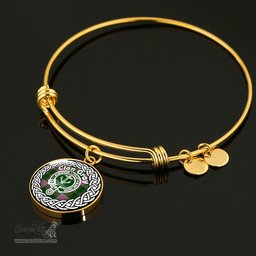 Gray Crest Clan Scotland Tartan Plaid Charm Circle Bangle Bracelet Jewelry Gift For Women