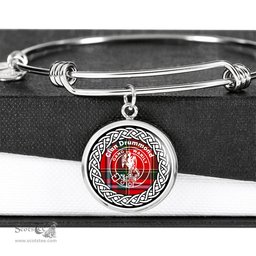 Drummond Crest Clan Scotland Tartan Plaid Charm Circle Bangle Bracelet Jewelry Gift For Women
