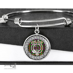 Hall Crest Clan Scotland Tartan Plaid Charm Circle Bangle Bracelet Jewelry Gift For Women