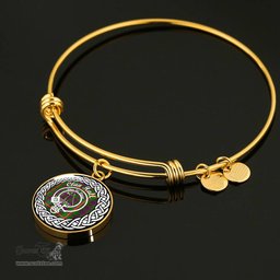 Hall Crest Clan Scotland Tartan Plaid Charm Circle Bangle Bracelet Jewelry Gift For Women