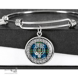 Ingram Crest Clan Scotland Tartan Plaid Charm Circle Bangle Bracelet Jewelry Gift For Women