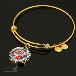 Maclaine Of Lochbuie Crest Clan Scotland Tartan Plaid Charm Circle Bangle Bracelet Jewelry Gift For Women