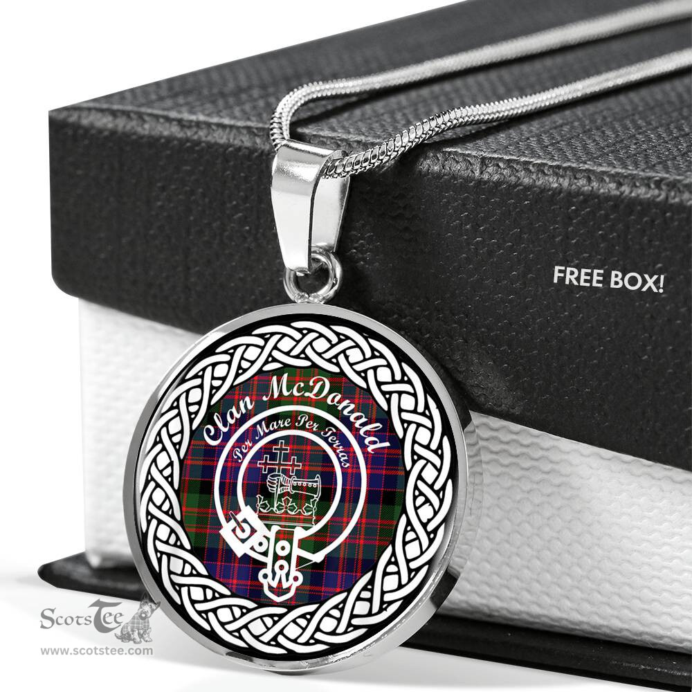 McDonald Tartan Crest Clan Scotland Tartan Plaid Circle Pendant Necklace Jewelry Gift For Women