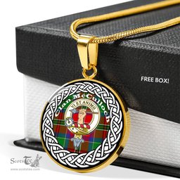 McCulloch Tartan Crest Clan Scotland Tartan Plaid Circle Pendant Necklace Jewelry Gift For Women