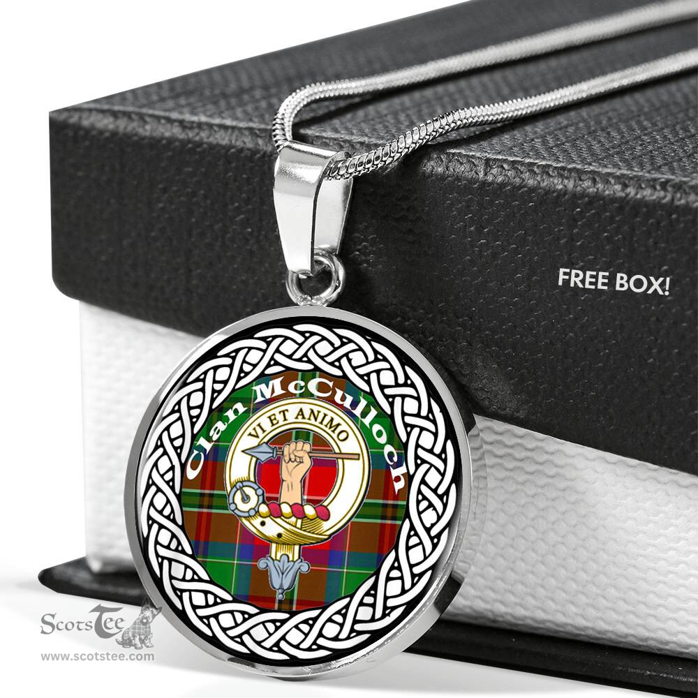 McCulloch Tartan Crest Clan Scotland Tartan Plaid Circle Pendant Necklace Jewelry Gift For Women