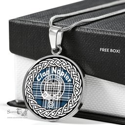 Napier Tartan Crest Clan Scotland Tartan Plaid Circle Pendant Necklace Jewelry Gift For Women