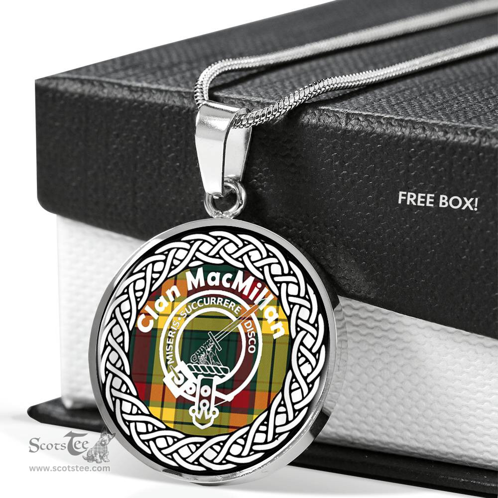 MacMillan Tartan Crest Clan Scotland Tartan Plaid Circle Pendant Necklace Jewelry Gift For Women