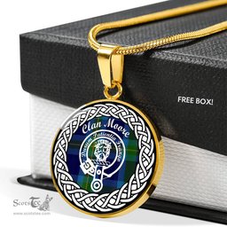 Moore Tartan Crest Clan Scotland Tartan Plaid Circle Pendant Necklace Jewelry Gift For Women